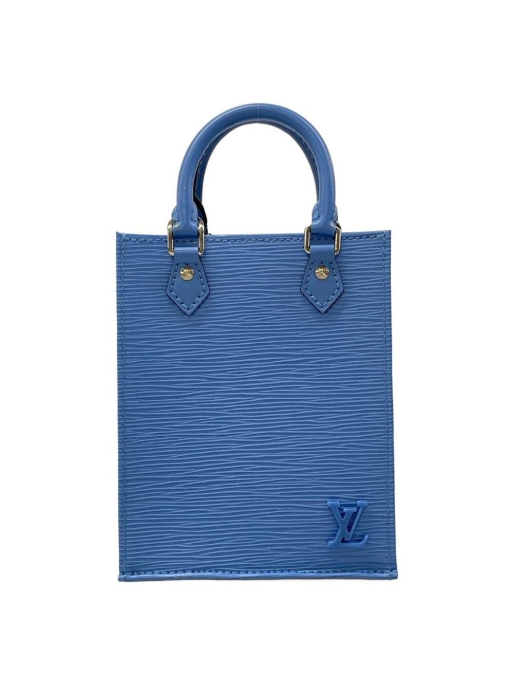 Louis Vuitton Tote Bag Epi Petit Sac Plat Blue Leather Cowhide